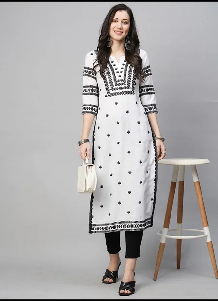 SI 114 Cotton With Embroidery Work Kurti Wholesale Price In Surat